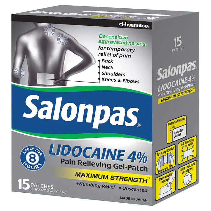 Salonpas Lidocaina 4%: 15 Parches